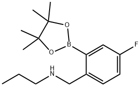 N-(4-Fluoro-2-(4,4,5,5-tetramethyl-1,3,2-dioxaborolan-2-yl)benzyl)propan-1-amine 结构式