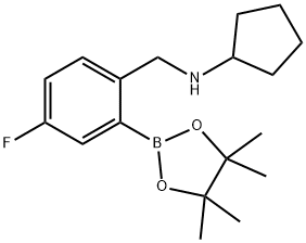 2-(シクロペンチルアミノ)メチル-5-フルオロフェニルボロン酸ピナコールエステル 化学構造式
