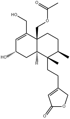 4-[2-[(1S,2R,4aS,7S,8aR)-4a-[(Acetyloxy)methyl]-1,2,3,4,4a,7,8,8a-octahydro-7-hydroxy-5-(hydroxymethyl)-1,2-dimethyl-1-naphthalenyl]ethyl]-2(5H)-furanone 化学構造式