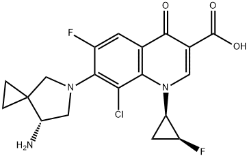 7-[(4S)-4-Amino-6-azaspiro[2.4]heptan-6-yl]-8-chloro-6-fluoro-1-[(1R,2S)-2-fluorocyclopropyl]-4-oxoquinoline-3-carboxylic acid Struktur