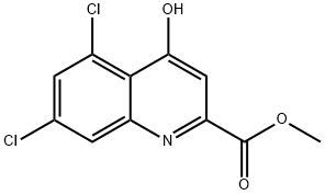 5,7-ジクロロ-4-ヒドロキシキノリン-2-カルボン酸メチル 化学構造式