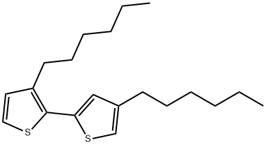 3,4'-ジヘキシル-2,2'-ビチオフェン 化学構造式