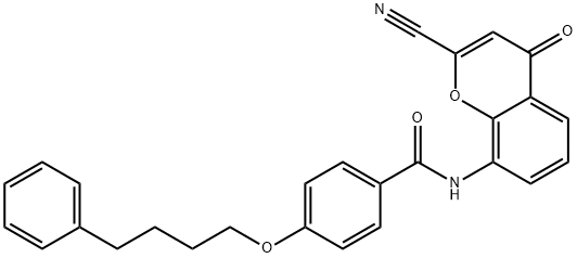 N-(2-氰基-4-氧代-4H-1-苯并吡喃-8-基)-4-(4-苯基丁氧基)苯甲酰胺, 136450-11-8, 结构式