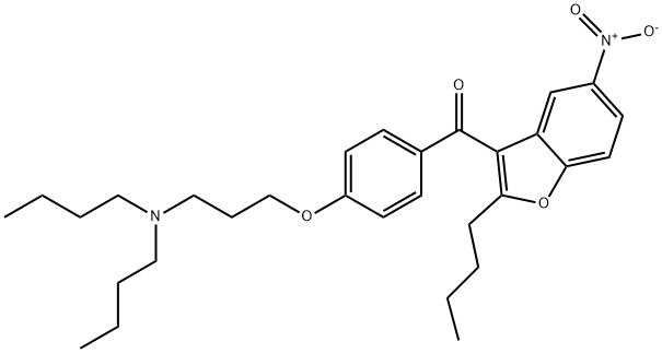 (2-丁基-5-硝基-3-苯并呋喃基)[4-[3-(二丁基氨基)丙氧基]苯基]甲酮 结构式