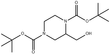 2-(Hydroxymethyl)-1,4-piperazinedicarboxylic acid 1,4-bis(tert-butyl) ester Structure