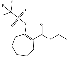 2-[[(Trifluoromethyl)sulfonyl]oxy]-1-cycloheptene-1-carboxylic acid ethyl ester Structure