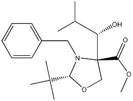(2R,4S)-2-t-Butyl-N-benzyl-4-[1-(S)-hydroxy-2-methylpropyl]-oxazolidine-4-carboxylic Acid, Methyl Ester Structure