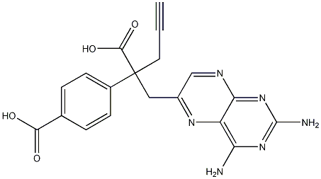 4-(2-カルボキシ-1-(2,4-ジアミノプテリジン-6-イル)ペント-4-イン-2-イル)安息香酸 化学構造式