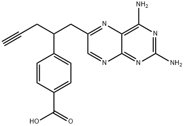 4-[1-[(2,4-二氨基-6-蝶啶基)甲基]-3-丁炔基]苯甲酸, 146464-93-9, 结构式