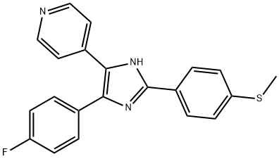4-[4-(4-フルオロフェニル)-2-[4-(メチルチオ)フェニル]-1H-イミダゾール-5-イル]ピリジン 化学構造式