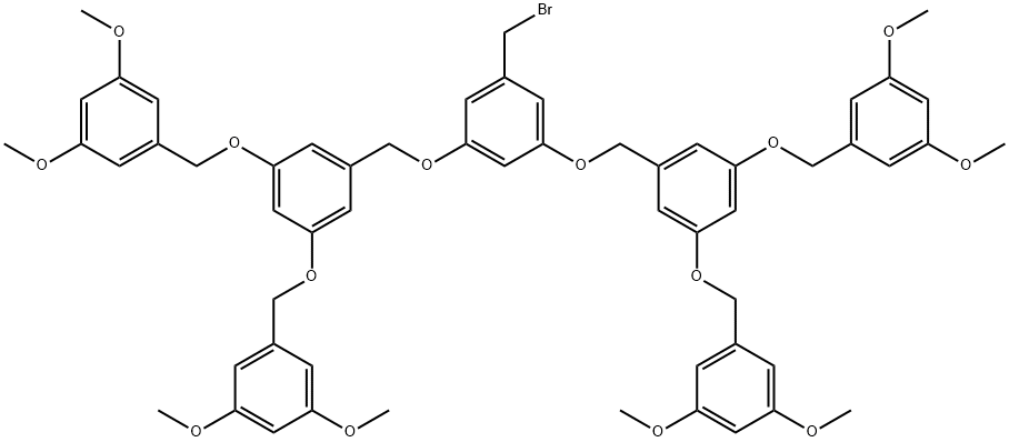 3,5-ビス[3,5-ビス(3,5-ジメトキシベンジルオキシ)ベンジルオキシ]ベンジルブロミド 化学構造式