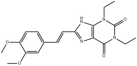 8-[(1E)-2-(3,4-二甲氧基苯基)乙烯基]-1,3-二乙基-3,9-二氢-1H-嘌呤-2,6-二酮,155270-98-7,结构式