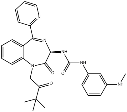 N-[(3R)-1-(3,3-Dimethyl-2-oxobutyl)-2,3-dihydro-2-oxo-5-(2-pyridinyl)-1H-1,4-benzodiazepin-3-yl]-N'-[3-(methylamino)phenyl]urea Structure
