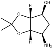 (3AR,4S,6R,6AS)-6-アミノ-2,2-ジメチルテトラヒドロ-3AH-シクロペンタ[D][1,3]ジオキソール-4-オール 化学構造式