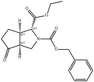 (1.Alpha.,3a.alpha.,6a.alpha.)-Hexahydro-4-oxo-cyclopenta[c]pyrrole-1,2(1H)-dicarboxylicacid-1-ethyl2-(phenylmethyl)ester Struktur