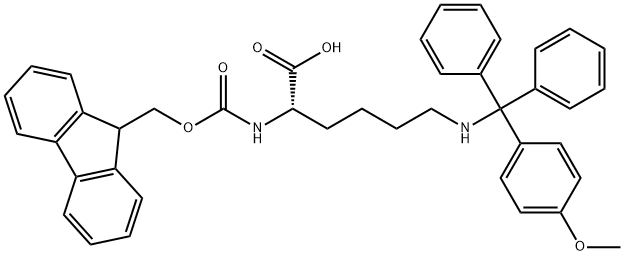 N2-(9H-フルオレン-9-イルメトキシカルボニル)-N6-(4-メトキシトリチル)-L-リシン 化学構造式