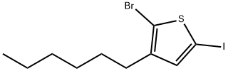 2-ブロモ-3-ヘキシル-5-ヨードチオフェン 化学構造式