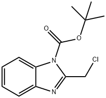 叔丁基-2-(氯甲基)-1H-苯并咪唑-1-羧酸叔丁酯, 163798-87-6, 结构式