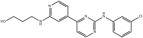 3-[[4-[2-[(3-クロロフェニル)アミノ]-4-ピリミジニル]-2-ピリジル]アミノ]-1-プロパノール 化学構造式