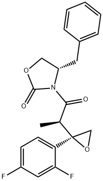 (4S)-3-[(2R)-2-[(2R)-2-(2,4-二氟苯基)-2-环氧乙基]-1-氧代丙基]-4-(苯基甲基)-2-恶唑啉酮, 166948-47-6, 结构式