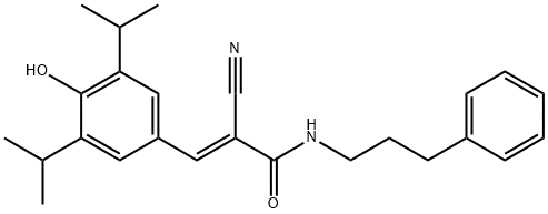 (E)-2-氰基-3-(4-羟基-3,5-二异丙苯基)-N-(3-苯基丙基)丙烯酰胺 结构式