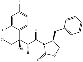 (S)-4-benzyl-3-((2R,3R)-4-chloro-3-(2,4-difluorophenyl)-3-hydroxy-2-methylbutanoyl)oxazolidin-2-one Struktur
