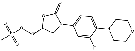 メタンスルホン酸(R)-(3-(3-フルオロ-4-モルホリノフェニル)-2-オキソオキサゾリジン-5-イル)メチル 化学構造式