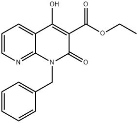1-ベンジル-4-ヒドロキシ-2-オキソ-1,2-ジヒドロ-1,8-ナフチリジン-3-カルボン酸エチル 化学構造式