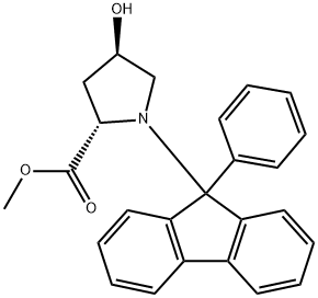 (4R, 2S)-4-Hydroxy-1-(9-phenyl-9H-fluoren-9-yl)-proline Methyl Ester Structure