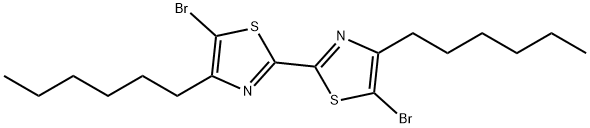 5,5'-ジブロモ-4,4'-ジヘキシル-2,2'-ビチアゾール 化学構造式