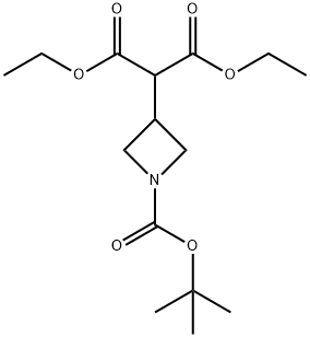 2-(1-tert-butoxy carbonyl azetidin-3-yl) malonic acid diethyl ester Struktur