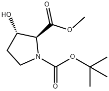 (2S,3S)-3-羟基-1,2-吡咯烷二羧酸 1-叔丁酯 2-甲基酯 结构式