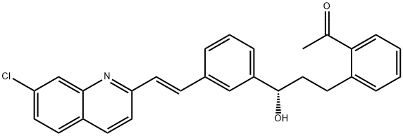 1-[2-[(3S)-3-[3-[(1E)-2-(7-クロロ-2-キノリニル)エテニル]フェニル]-3-ヒドロキシプロピル]フェニル]酢酸 化学構造式