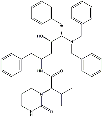 (S)-N-[(2S,4S,5S)-5-(ジベンジルアミノ)-4-ヒドロキシ-1,6-ジフェニルヘキサン-2-イル]-3-メチル-2-(2-オキソテトラヒドロピリミジン-1(2H)-イル)ブタンアミド 化学構造式