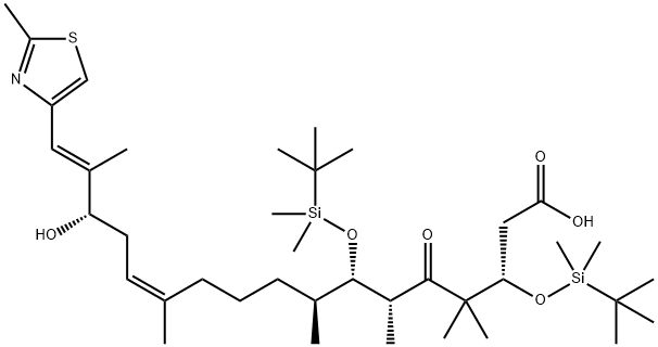 (3S,6R,7S,12Z,15S,16E)-3,7-Bis-{[tert-butyl(dimethyl)silyl]oxy}-15-hydroxy-4,4,6,8,12,16-hexamethyl-17-(2-methyl-1,3-thiazol-4-yl)-5-oxoheptadeca-12,16-dienoic Acid Struktur