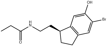 (S)-N-[2-(5-Bromo-2,3-dihydro-6-hydroxy-1H-inden-1-yl)ethyl]propanamide Struktur