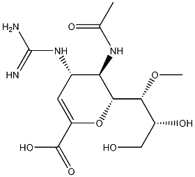 (4S,5R,6R)-5-Acetamido-4-guanidino-6-((1R,2R)-2,3-dihydroxy-1-methoxypropyl)-5,6-dihydro-4H-pyran-2-carboxylic acid Structure