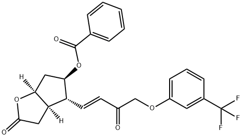 (3aR,4R,5R,6aS)-5-(Benzoyloxy)hexahydro-4-[(1E)-3-oxo-4-[3-(trifluoromethyl)phenoxy]-1-buten-1-yl]-2H-cyclopenta[b]furan-2-one 化学構造式