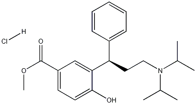 3-[(1R)-3-[Bis(1-methylethyl)amino]-1-phenylpropyl]-4-hydroxybenzoic acid methyl ester hydrochloride 化学構造式
