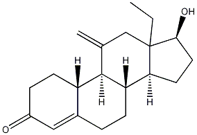 (17BETA)-13-乙基-17-羟基-11-亚甲基-4-雌烯-3-酮,220332-82-1,结构式