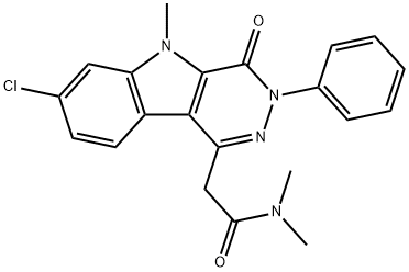 2-(7-氯-5-甲基-4-氧代-3-苯基-4,5-二氢-3H-哒嗪[4,5-B]吲哚-1-基)-N,N-二甲基乙酰胺, 220448-02-2, 结构式