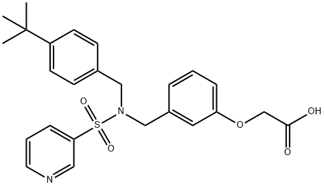 2-[3-[N-(4-叔丁基苄基)-N-(吡啶-3-基磺酰基)氨基甲基]苯氧基]乙酸, 223488-57-1, 结构式
