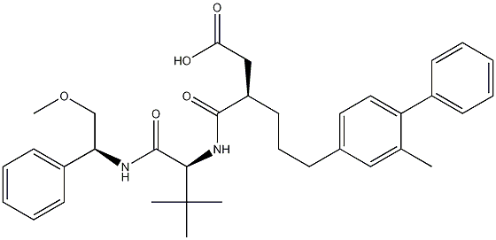 (R)-3-((S)-1-((S)-2-methoxy-1-phenylethylamino)-3,3-dimethyl-1-oxobutan-2-ylcarbamoyl)-6-(2-methylbiphenyl-4-yl)hexanoic acid Struktur