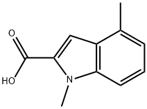 1,4-ジメチル-1H-インドール-2-カルボン酸 化学構造式