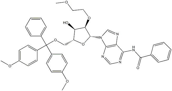 N-ベンゾイル-5'-O-[ビス(4-メトキシフェニル)フェニルメチル]-2'-O-(2-メトキシエチル)アデノシン 化学構造式