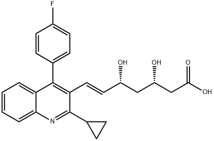 (3S,5R,6E)-7-[2-环丙基-4-(4-氟苯基)-3-喹啉基]-3,5-二羟基-6-庚烯酸, 254452-86-3, 结构式