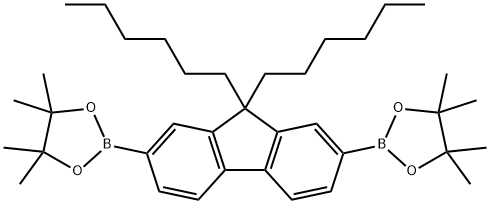 2,7-Bis(4,4,5,5-tetramethyl-1,3,2-dioxaborolan-2-yl)-9,9-dihexylfluorene Struktur