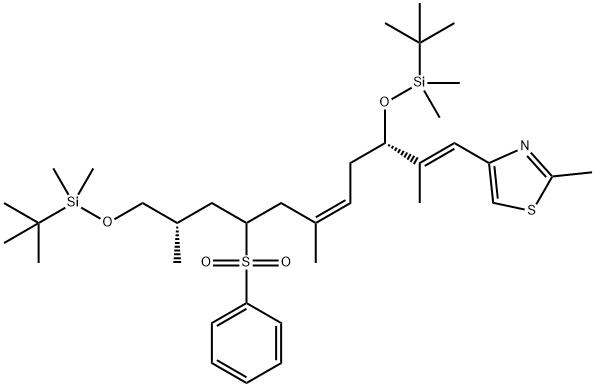 4-[(1E,3S,5Z,8R/S,10S)-3,11-Bis-{[tert-butyl(dimethyl)silyl]oxy}-2,6,10-trimethyl-8-(phenylsulfonyl)undeca-1,5-dienyl]-2-methyl-1,3-thiazole,308357-81-5,结构式