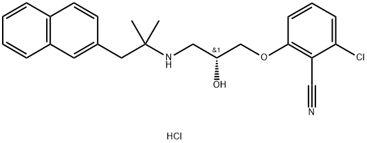 2-Chloro-6-[(2R)-3-[[1,1-dimethyl-2-(2-naphthalenyl)ethyl]amino]-2-hydroxypropoxy]benzonitrile hydrochloride Structure