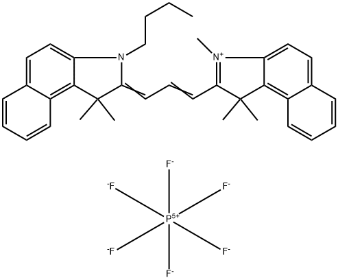 2-((1E,3E)-3-(3-butyl-1,1-dimethyl-1H-benzo[e]indol-2(3H)-ylidene)prop-1-enyl)-1,1,3-trimethyl-1H-benzo[e]indolium Struktur